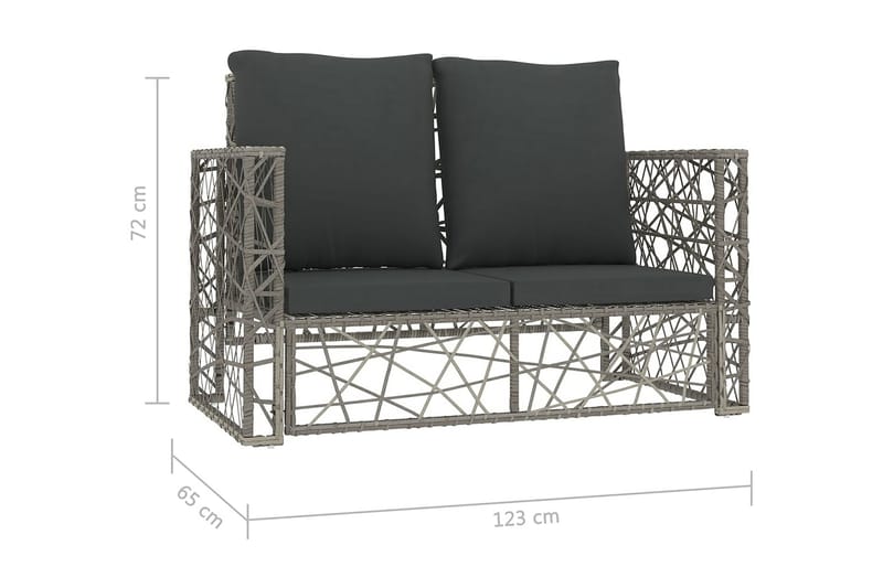 Loungegrupp för trädgården med dynor 2 delar konstrotting gr - Grå - Loungeset & loungegrupp - Soffgrupp utomhus