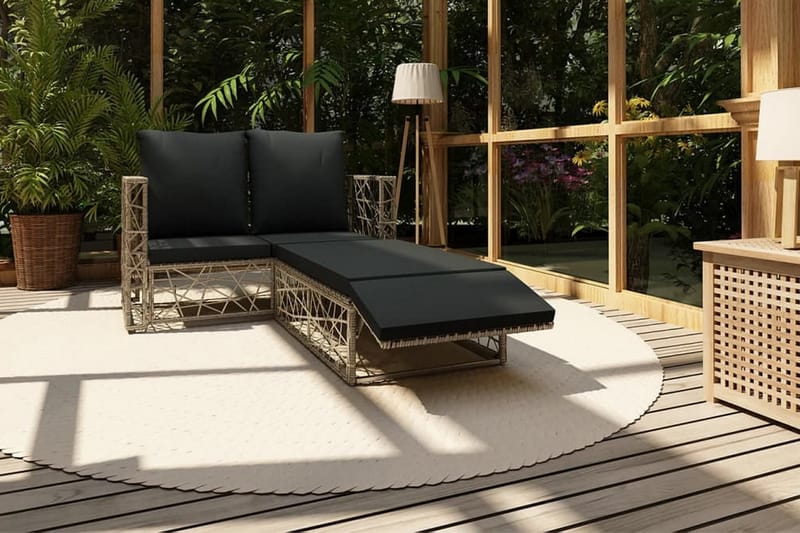 Loungegrupp för trädgården med dynor 2 delar konstrotting gr - Grå - Loungeset & loungegrupp - Soffgrupp utomhus