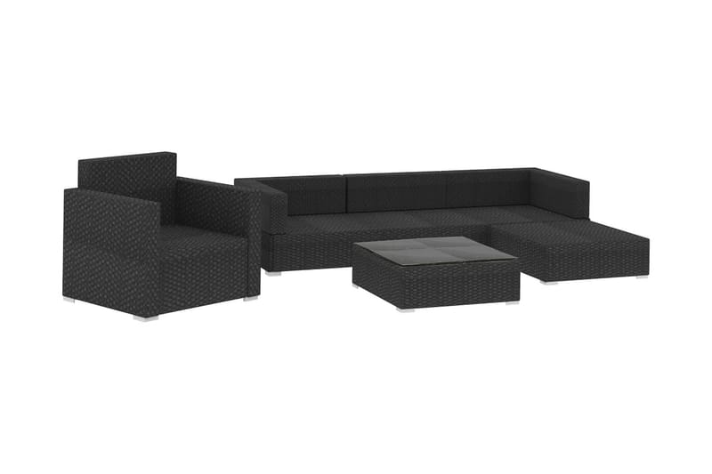 Loungegrupp för trädgården med dynor 6 delar konstrotting sv - Svart - Loungeset & loungegrupp - Soffgrupp utomhus