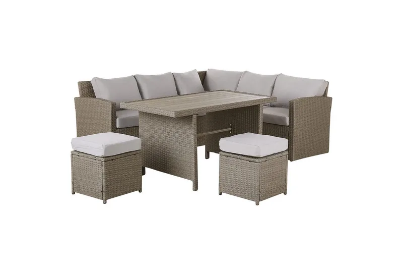 Loungegrupp med bord Bardi Natur/grå/beige - Natur/grå/beige - Utemöbler & utemiljö - Utegrupp - Soffgrupp utomhus