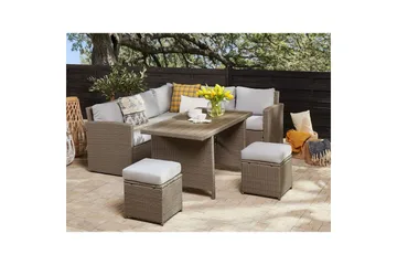 Loungegrupp med bord Bardi Natur/grå/beige - Natur/grå/beige - Utemöbler & utemiljö - Utegrupp - Soffgrupp utomhus