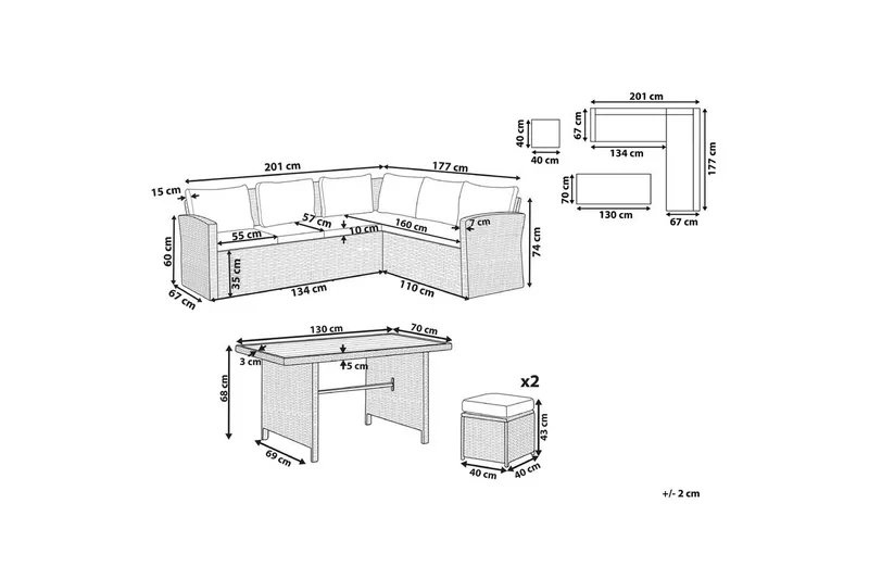 Loungegrupp med bord Bardi Vit/brun - Vit/brun - Utemöbler & utemiljö - Utegrupp - Soffgrupp utomhus