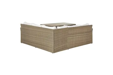 Loungegrupp med bord Bardi Vit/brun - Vit/brun - Utemöbler & utemiljö - Utegrupp - Soffgrupp utomhus