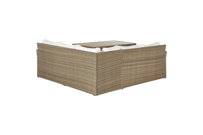 Loungegrupp med bord Bardi Vit/brun - Vit/brun - Utemöbler & utemiljö - Utegrupp - Soffgrupp utomhus