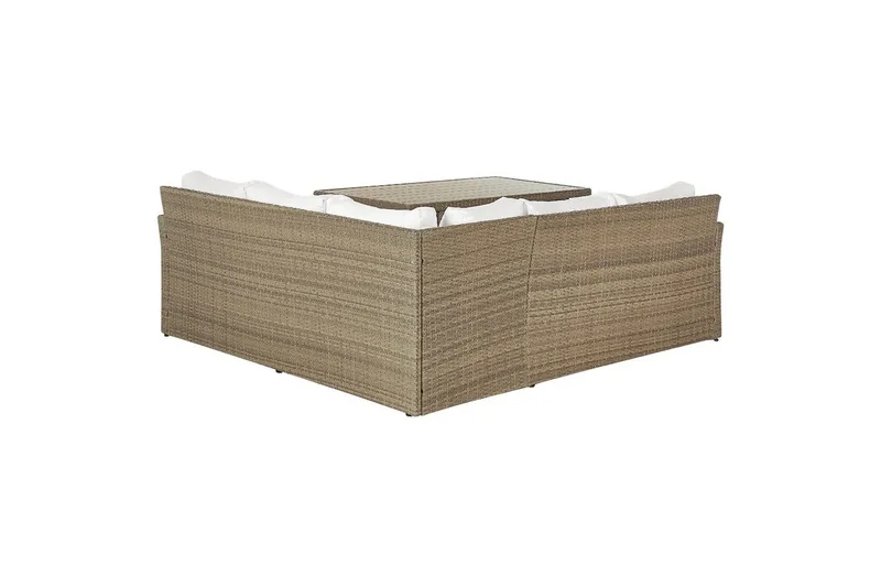 Loungegrupp med bord Bardi Vit/brun - Vit/brun - Utemöbler & utemiljö - Utegrupp - Soffgrupp utomhus