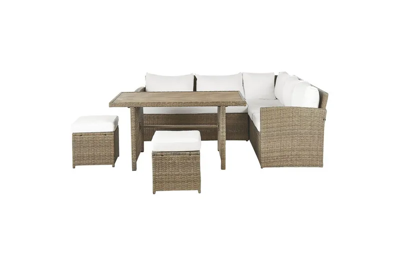 Loungegrupp med bord Bardi Vit/brun, Vit/brun