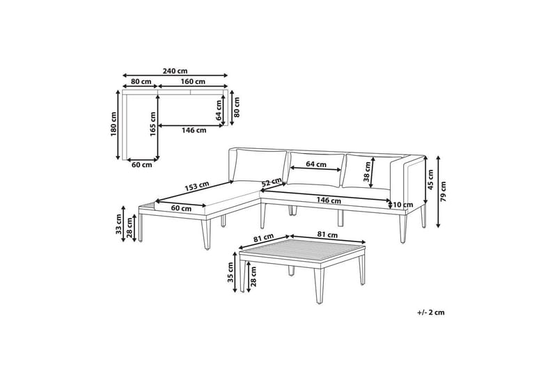 Loungegrupp med bord Bracciano 3-Sits - 3-Sits - Utemöbler & utemiljö - Utegrupp - Soffgrupp utomhus