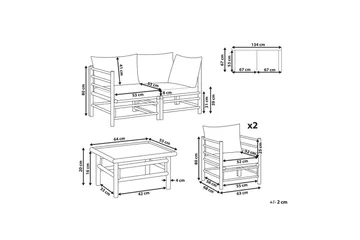 Loungegrupp med bord Cerreto Vit/ljust trä, 4-Sits - Vit/ljust trä, 4-Sits - Utemöbler & utemiljö - Utegrupp - Soffgrupp utomhus
