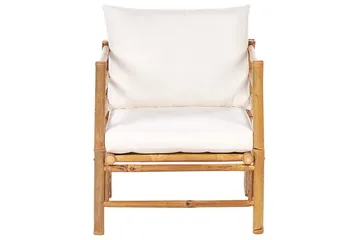 Loungegrupp med bord Cerreto Vit/ljust trä, 4-Sits - Vit/ljust trä, 4-Sits - Utemöbler & utemiljö - Utegrupp - Soffgrupp utomhus