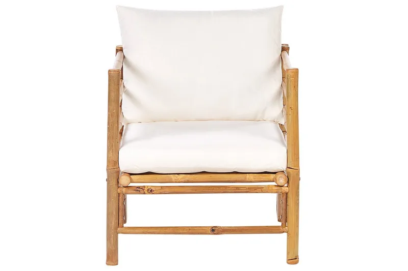 Loungegrupp med bord Cerreto Vit/ljust trä, 4-Sits - Vit/ljust trä, 4-Sits - Utemöbler & utemiljö - Utegrupp - Soffgrupp utomhus