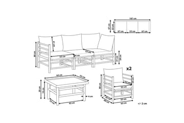Loungegrupp med bord Cerreto Vit/ljust trä, 5-Sits - Vit/ljust trä, 5-Sits - Utemöbler & utemiljö - Utegrupp - Soffgrupp utomhus