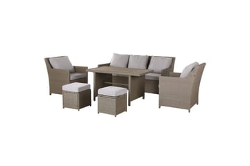 Loungegrupp med bord Fonti Natur/grå/beige - Natur/grå/beige - Utemöbler & utemiljö - Utegrupp - Soffgrupp utomhus