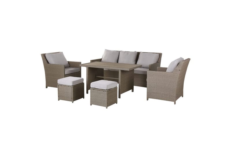 Loungegrupp med bord Fonti Natur/grå/beige - Natur/grå/beige - Utemöbler & utemiljö - Utegrupp - Soffgrupp utomhus