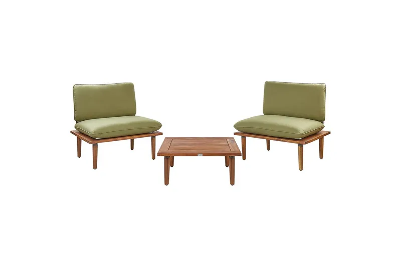 Loungegrupp med bord Frascati Grönt/ljust trä, 2-Sits, Grönt/ljust trä, 2-Sits