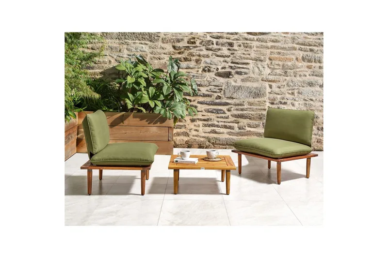 Loungegrupp med bord Frascati Grönt/ljust trä, 2-Sits - Grönt/ljust trä, 2-Sits - Utemöbler & utemiljö - Utegrupp - Cafegrupp & cafeset