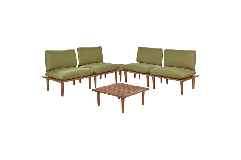 Loungegrupp med bord Frascati Grönt/ljust trä, 4-Sits - Grönt/ljust trä, 4-Sits - Utemöbler & utemiljö - Utegrupp - Soffgrupp utomhus