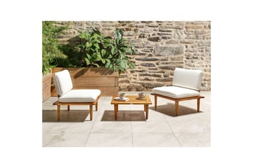 Loungegrupp med bord Frascati Vit/ljust trä, 2-Sits - Vit/ljust trä, 2-Sits - Utemöbler & utemiljö - Utegrupp - Cafegrupp & cafeset