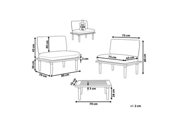 Loungegrupp med bord Frascati Vit/ljust trä, 2-Sits - Vit/ljust trä, 2-Sits - Utemöbler & utemiljö - Utegrupp - Cafegrupp & cafeset