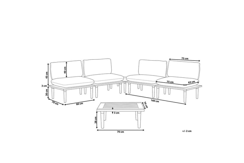 Loungegrupp med bord Frascati Vit/ljust trä, 4-Sits - Vit/ljust trä, 4-Sits - Utemöbler & utemiljö - Utegrupp - Soffgrupp utomhus