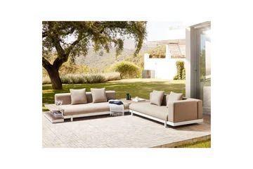 Loungegrupp med bord Missanello Beige/vit - Beige/vit - Utemöbler & utemiljö - Utegrupp - Soffgrupp utomhus