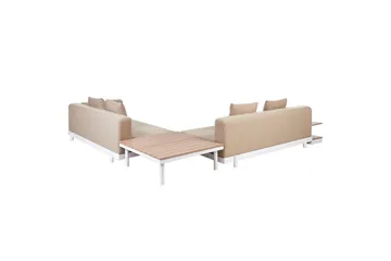 Loungegrupp med bord Missanello Beige/vit - Beige/vit - Utemöbler & utemiljö - Utegrupp - Soffgrupp utomhus