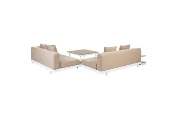 Loungegrupp med bord Missanello Beige/vit - Beige/vit - Utemöbler & utemiljö - Utegrupp - Soffgrupp utomhus