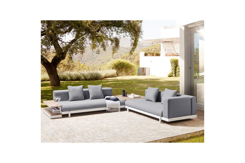 Loungegrupp med bord Missanello Grå/vit - Grå/vit - Utemöbler & utemiljö - Utegrupp - Soffgrupp utomhus