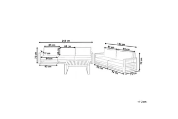 Loungegrupp med bord Timor Ljus trä/grått/beige, Ja - Ljus trä/grått/beige, Ja - Utemöbler & utemiljö - Utegrupp - Soffgrupp utomhus