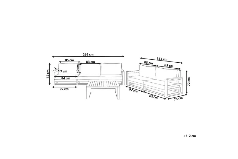 Loungegrupp med bord Timor Ljus trä/grått/beige, Ja - Ljus trä/grått/beige, Ja - Utemöbler & utemiljö - Utegrupp - Soffgrupp utomhus