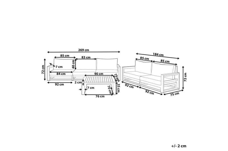 Loungegrupp med bord Timor Mörkt trä/grått/beige, Ja - Mörkt trä/grått/beige, Ja - Utemöbler & utemiljö - Utegrupp - Soffgrupp utomhus