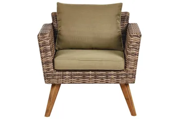 Loungegrupp med bord Vittoria Beige/grönt/mörkt trä, 5-Sits - Beige/grönt/mörkt trä, 5-Sits - Utemöbler & utemiljö - Utegrupp - Soffgrupp utomhus