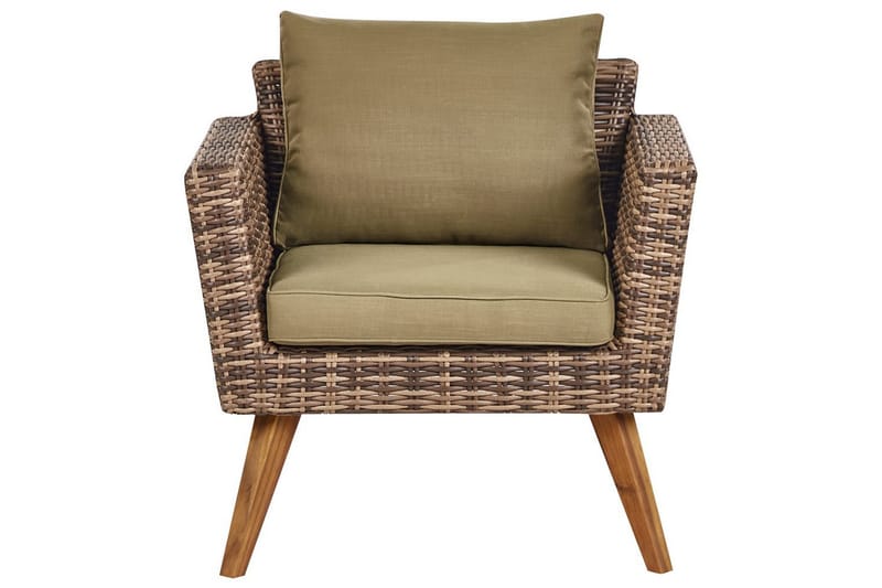 Loungegrupp med bord Vittoria Beige/grönt/mörkt trä, 5-Sits - Beige/grönt/mörkt trä, 5-Sits - Utemöbler & utemiljö - Utegrupp - Soffgrupp utomhus