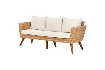 Loungegrupp med bord Vittoria Beige/vit/ljust trä, 5-Sits - Beige/vit/ljust tr ä, 5-Sits - Utemöbler & utemiljö - Utegrupp - Soffgrupp utomhus