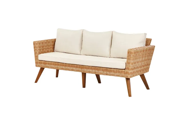 Loungegrupp med bord Vittoria Beige/vit/ljust trä, 5-Sits - Beige/vit/ljust trä, 5-Sits - Utemöbler & utemiljö - Utegrupp - Soffgrupp utomhus