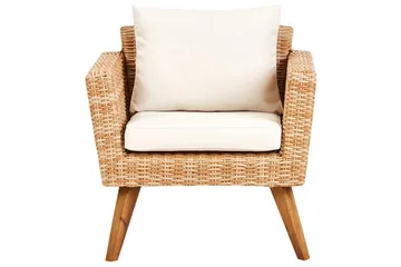 Loungegrupp med bord Vittoria Beige/vit/ljust trä, 5-Sits - Beige/vit/ljust trä, 5-Sits - Utemöbler & utemiljö - Utegrupp - Soffgrupp utomhus