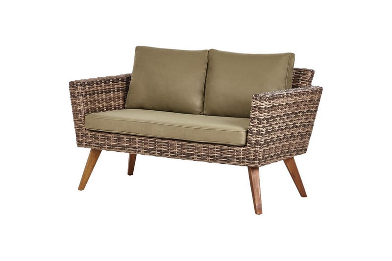 Loungegrupp med bord Vittoria Naturligt/grönt/ljust trä, 4-Sits - Naturligt/grönt/ljust trä, 4-Sits - Utemöbler & utemiljö - Utegrupp - Soffgrupp utomhus