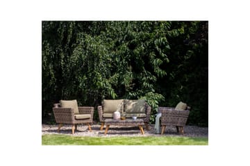 Loungegrupp med bord Vittoria Naturligt/grönt/ljust trä, 4-Sits - Naturligt/grönt/ljust trä, 4-Sits - Utemöbler & utemiljö - Utegrupp - Soffgrupp utomhus