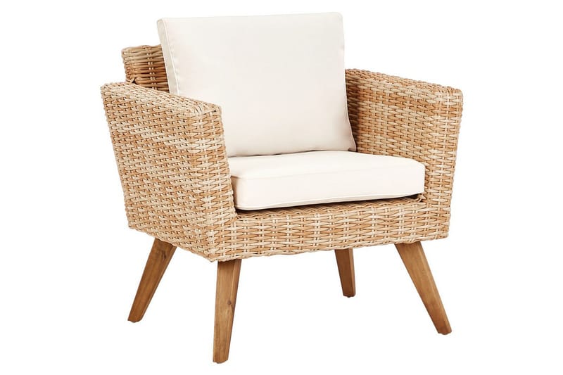 Loungegrupp med bord Vittoria Naturligt/vitt/ljust trä, 4-Sits - Naturligt/vitt/ljust trä, 4-Sits - Utemöbler & utemiljö - Utegrupp - Soffgrupp utomhus