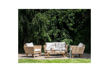 Loungegrupp med bord Vittoria Naturligt/vitt/ljust trä, 4-Sits - Naturligt/vitt/ljust trä, 4-Sits - Utemöbler & utemiljö - Utegrupp - Soffgrupp utomhus