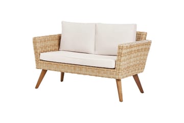 Loungegrupp med bord Vittoria Naturligt/vitt/ljust trä, 4-Sits - Naturligt/vitt/ljust trä, 4-Sits - Utemöbler & utemiljö - Utegrupp - Soffgrupp utomhus