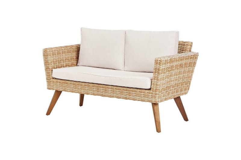 Loungegrupp med bord Vittoria Naturligt/vitt/ljust trä, 4-Sits - Naturligt/vitt/ljust trä, 4-Sits - Utemöbler & utemiljö - Utegrupp - Soffgrupp utomhus