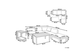 Loungegrupp med dynor Messina Svart/ljust trä/beige - Svart/ljust trä/beige - Utemöbler & utemiljö - Utegrupp - Soffgrupp utomhus