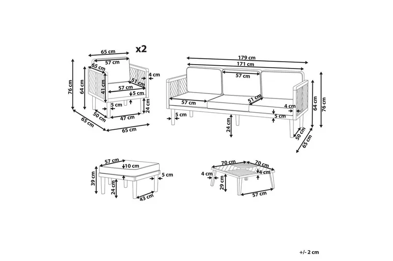 Loungegrupp med fotpall Baratti - Utemöbler & utemiljö - Utegrupp - Soffgrupp utomhus