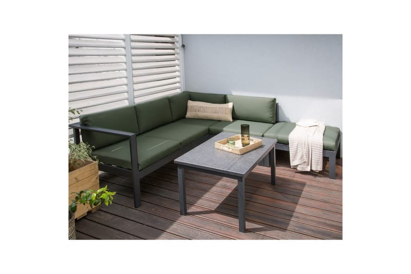 Loungegrupp Messina Grön/svart/grå - Grön/svart/grå - Utemöbler & utemiljö - Utegrupp - Soffgrupp utomhus