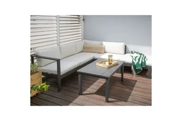 Loungegrupp Messina Vit/svart/grå - Vit/svart/grå - Utemöbler & utemiljö - Utegrupp - Soffgrupp utomhus