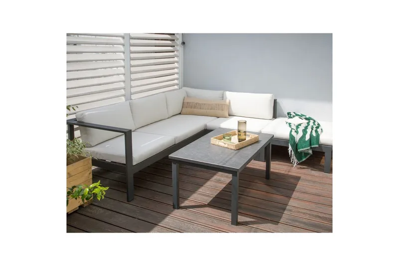 Loungegrupp Messina Vit/svart/grå - Vit/svart/grå - Utemöbler & utemiljö - Utegrupp - Soffgrupp utomhus