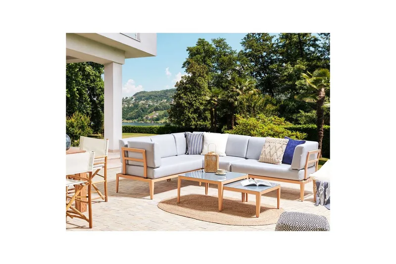 Loungegrupp Rima III Grå/ljust trä - Grå/ljust trä - Utemöbler & utemiljö - Utegrupp - Soffgrupp utomhus