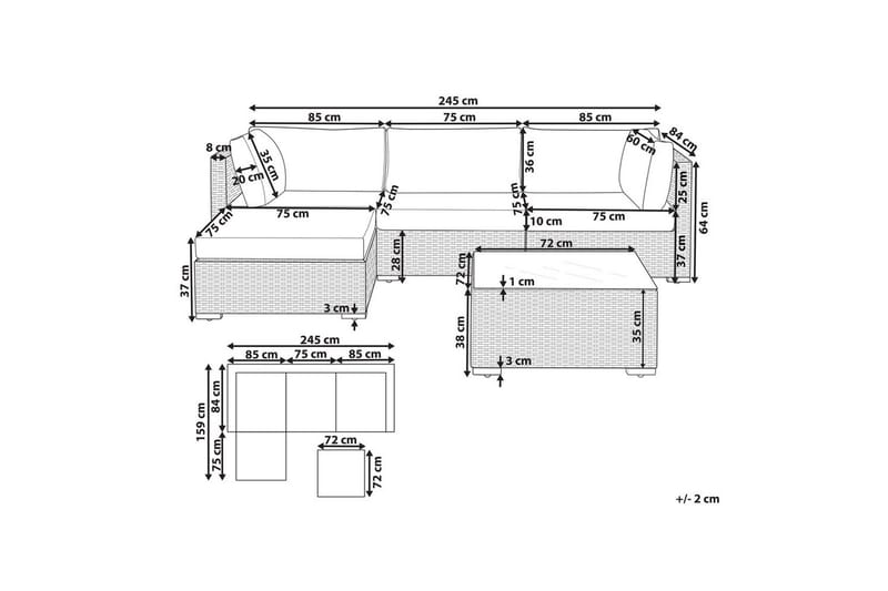 Loungegrupp Sano Natur/vit, Högervänd - Natur/vit, Högervänd - Utemöbler & utemiljö - Utegrupp - Soffgrupp utomhus