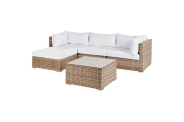 Loungegrupp Sano Natur/vit, Högervänd - Natur/vit, Högervänd - Utemöbler & utemiljö - Utegrupp - Soffgrupp utomhus