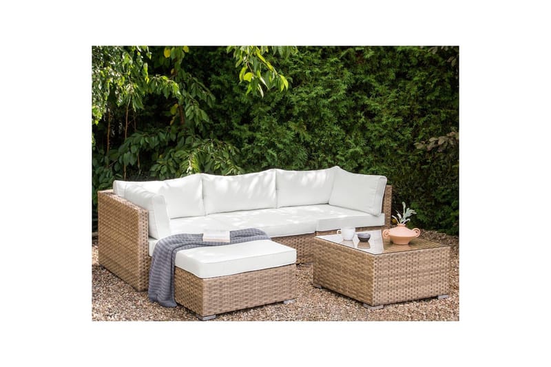 Loungegrupp Sano Natur/vit, Högervänd - Natur/vit, Högervänd - Utemöbler & utemiljö - Utegrupp - Soffgrupp utomhus